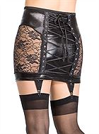 Wetlook skirt with decorative lace up back